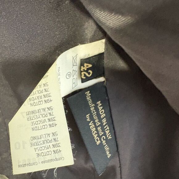 Versace Textured Silver Metallic Velvet Brocade Zipper Eve Jacket 42 6 Couture - Picture 12 of 13